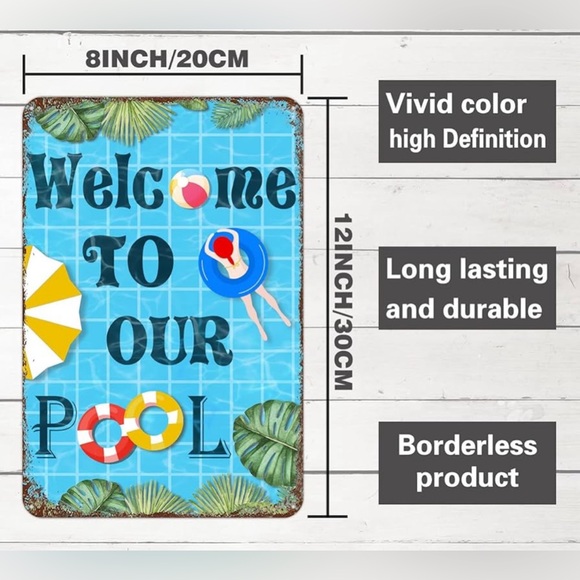 Welcome To Our Pool NEW Metal Tin Sign - Picture 2 of 2